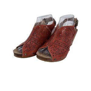 Pikolinos Benissa 868-9342 Womens Leather Peep-Toe Wedge‎ Sandals Size 10